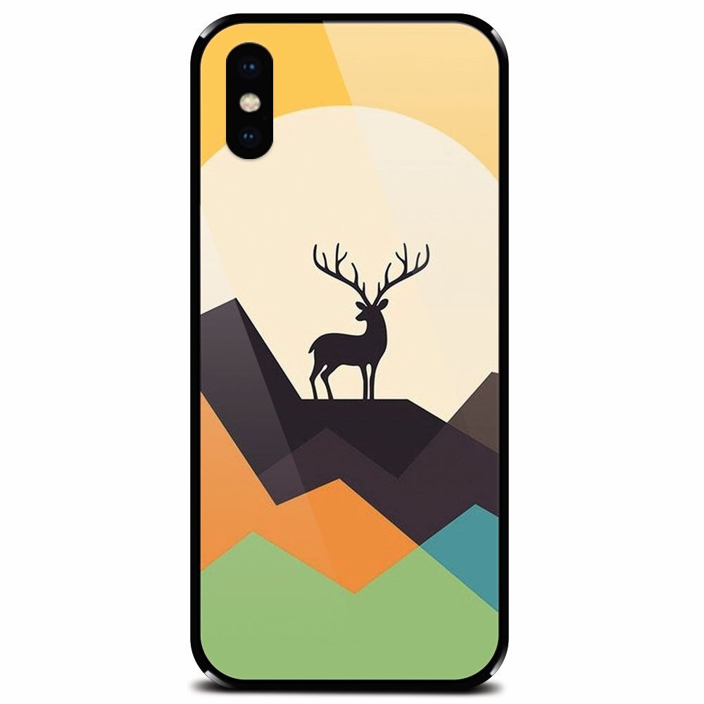 Husa din sticla securizata pentru Apple iPhone X, Abstract Deer