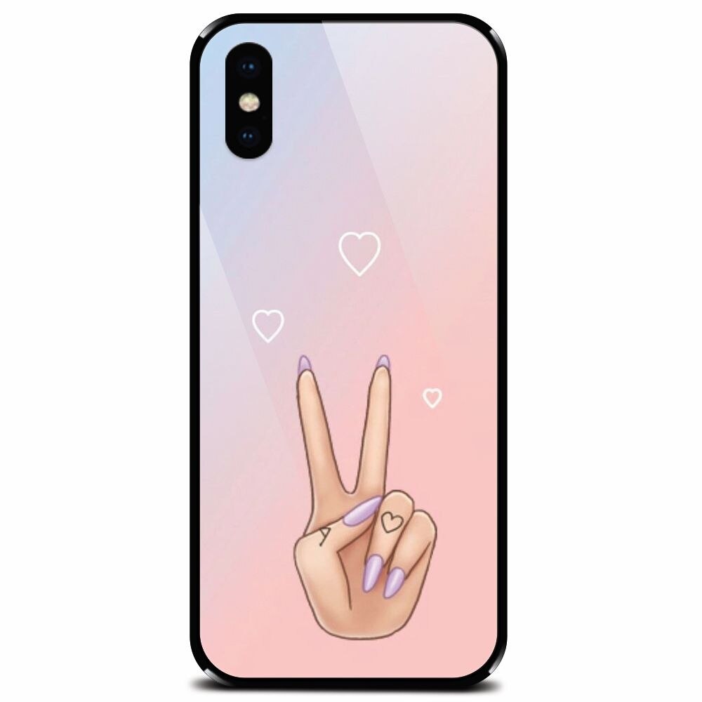 Husa din sticla securizata pentru Apple iPhone XS, Victory Love