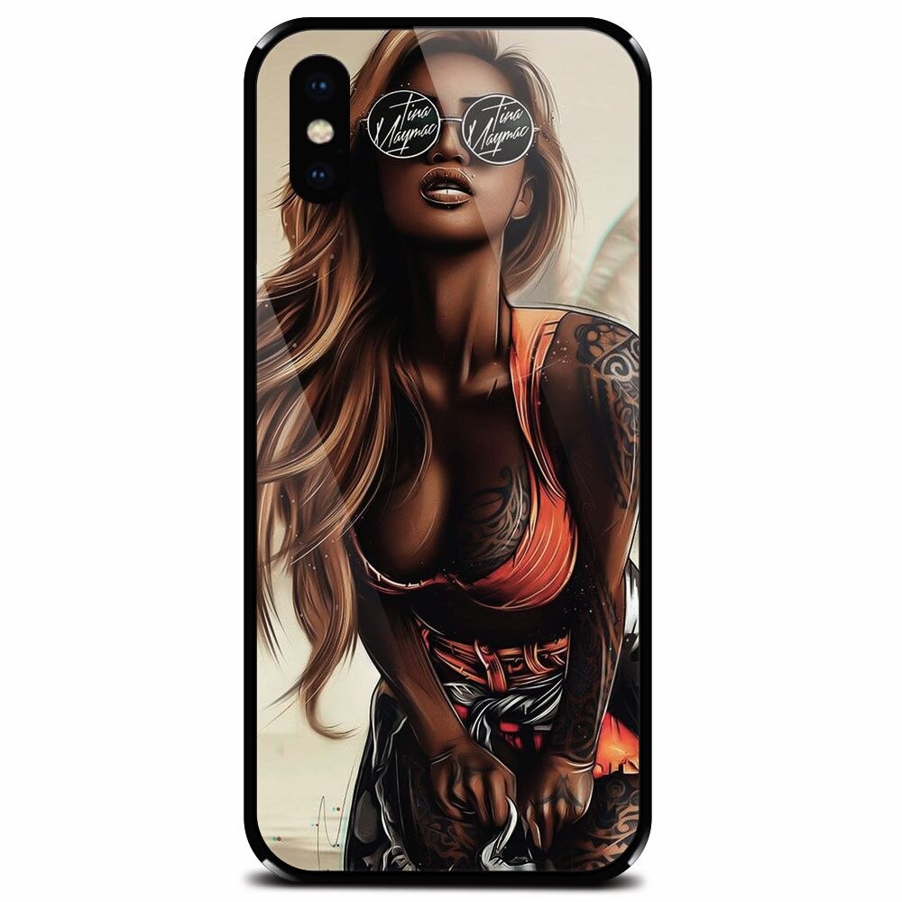 Husa din sticla securizata pentru Apple iPhone XS, Tattoed Girl