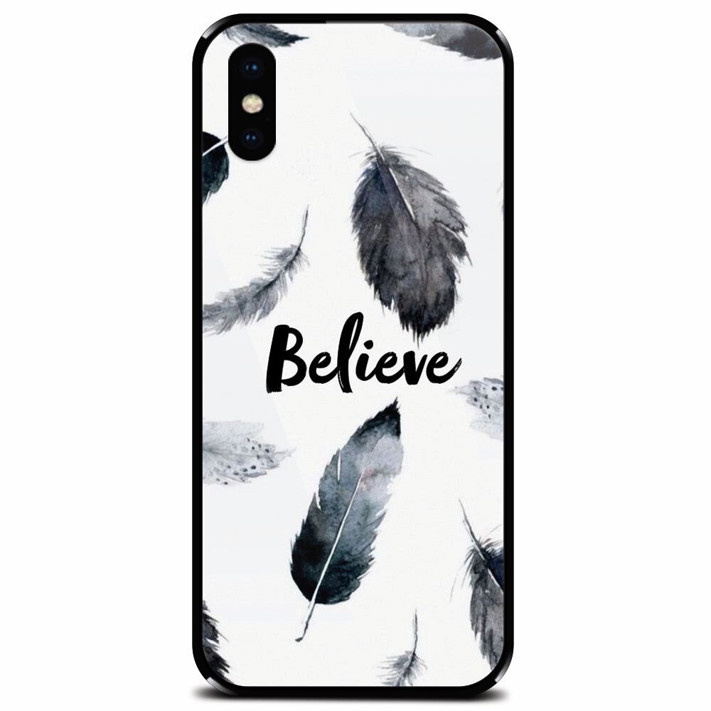 Husa din sticla securizata pentru Apple iPhone XS, Believe