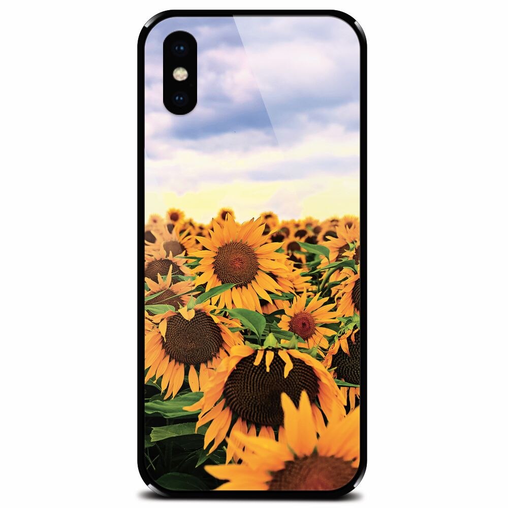 Husa din sticla securizata pentru Apple iPhone X, Sunflowers