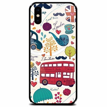 Husa din sticla securizata pentru Apple iPhone XS Max, Welcome In London Husa din sticla securizata pentru Apple iPhone XS Max, Welcome In London