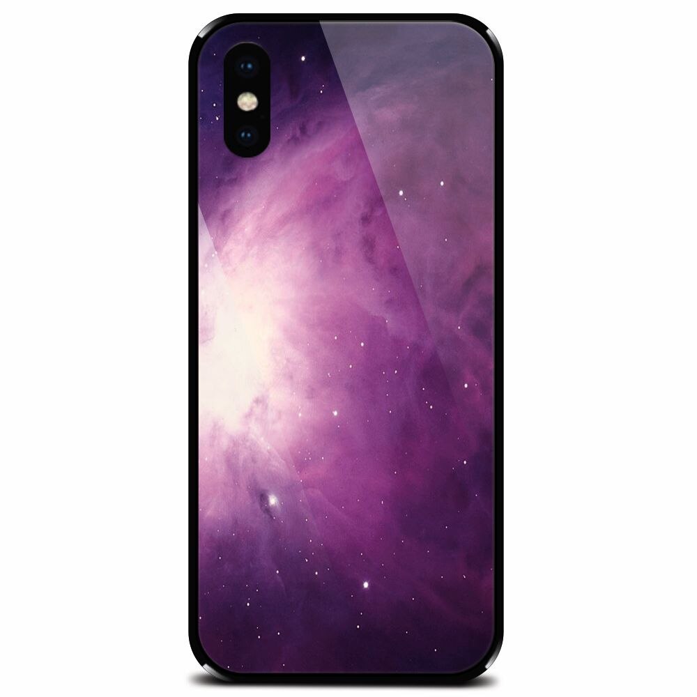 Husa din sticla securizata pentru Apple iPhone XS, Purple Supernova Nebula Explosion