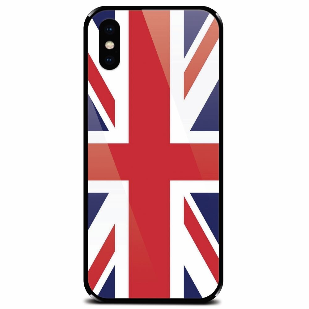 Husa din sticla securizata pentru Apple iPhone XS, UK Flag Illustration
