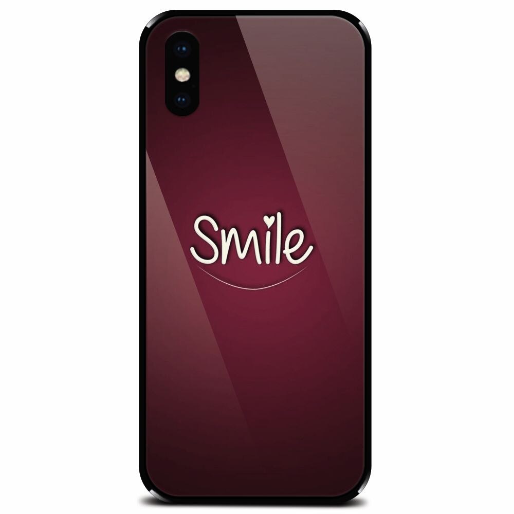 Husa din sticla securizata pentru Apple iPhone XS, Smile Love