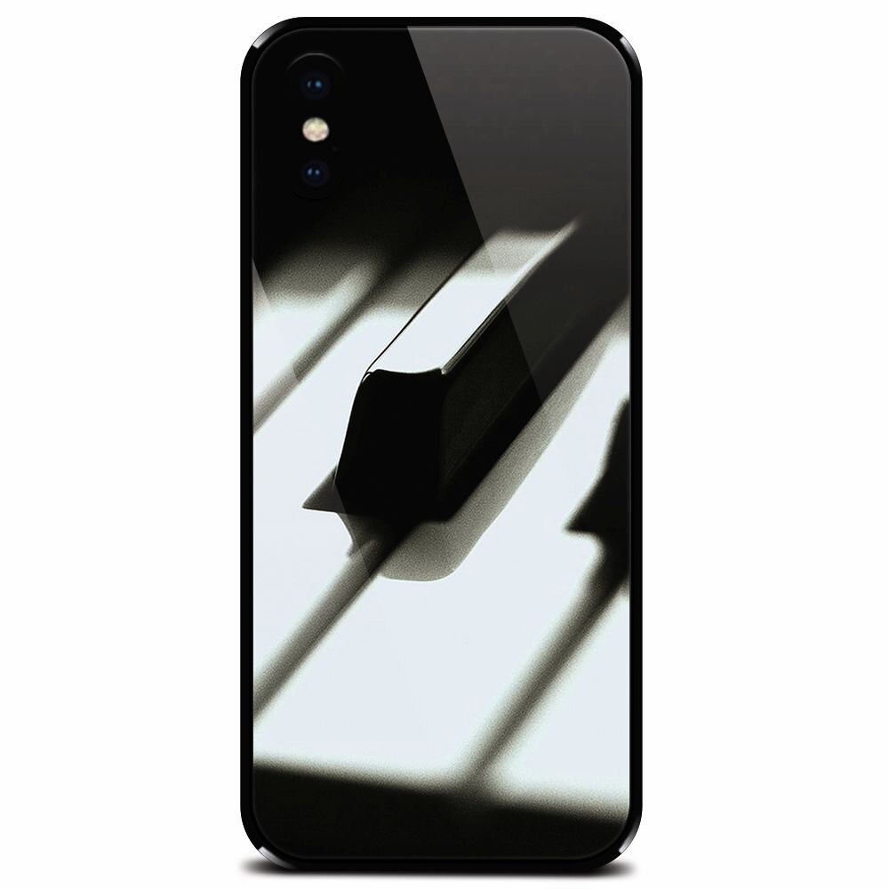 Husa din sticla securizata pentru Apple iPhone X, Piano Key Close Up Macro