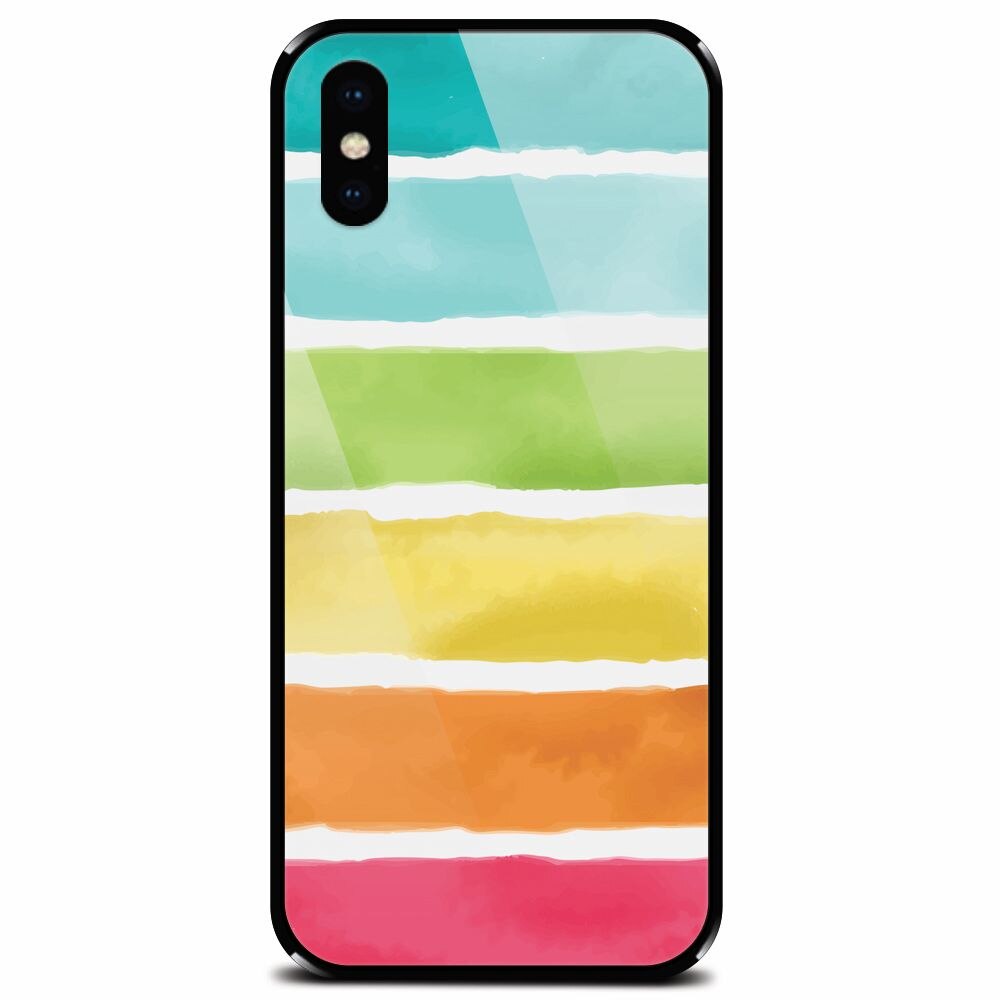 Husa din sticla securizata pentru Apple iPhone X, Watercolors
