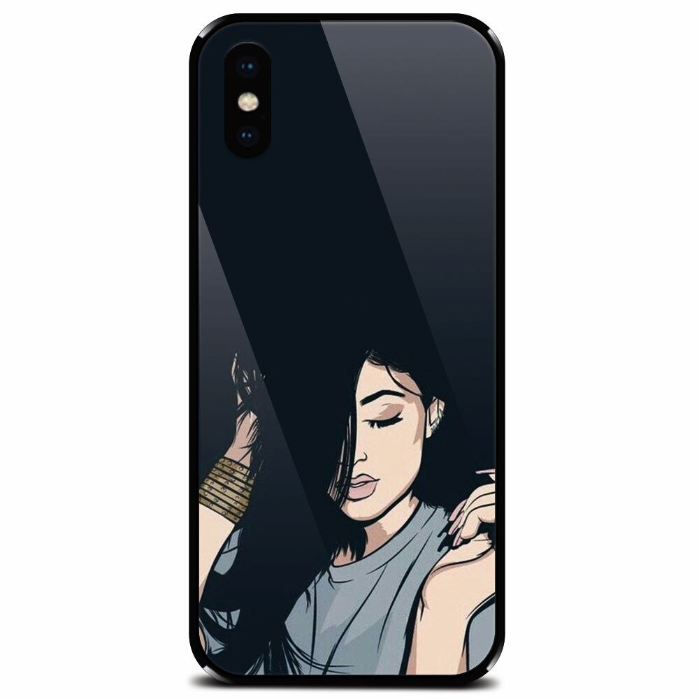 Husa din sticla securizata pentru Apple iPhone X, Simple Girl