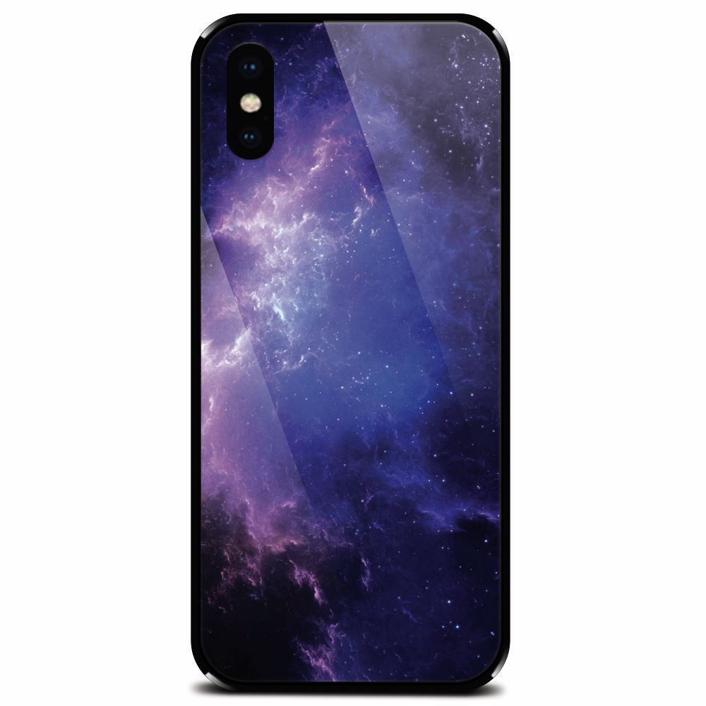 Husa din sticla securizata pentru Apple iPhone X, Purple Space Nebula