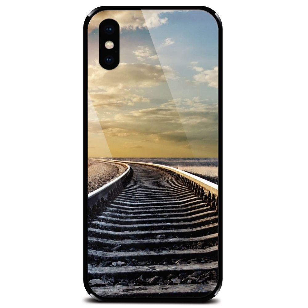 Husa din sticla securizata pentru Apple iPhone X, Railroad Horizon