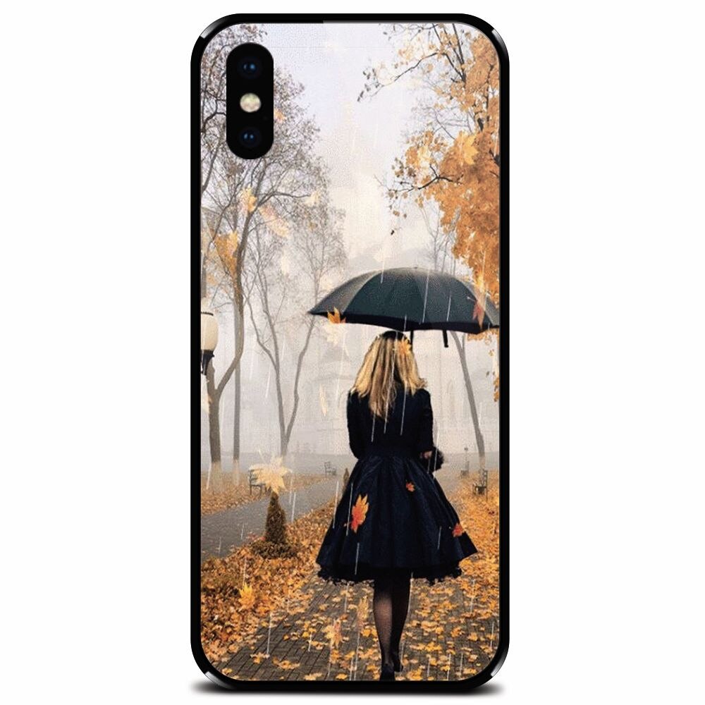 Husa din sticla securizata pentru Apple iPhone XS, Autum