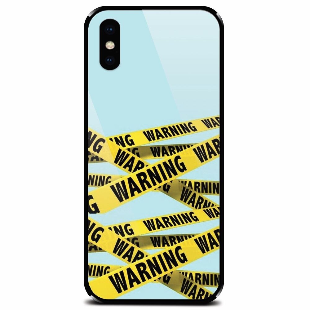 Husa din sticla securizata pentru Apple iPhone XS, Warning