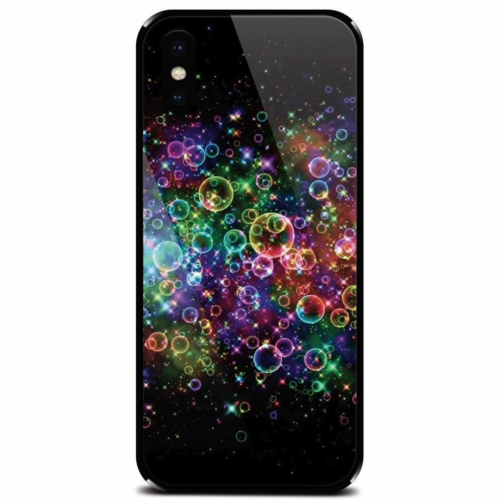 Husa din sticla securizata pentru Apple iPhone XS, Rainbow Colored Soap Bubbles