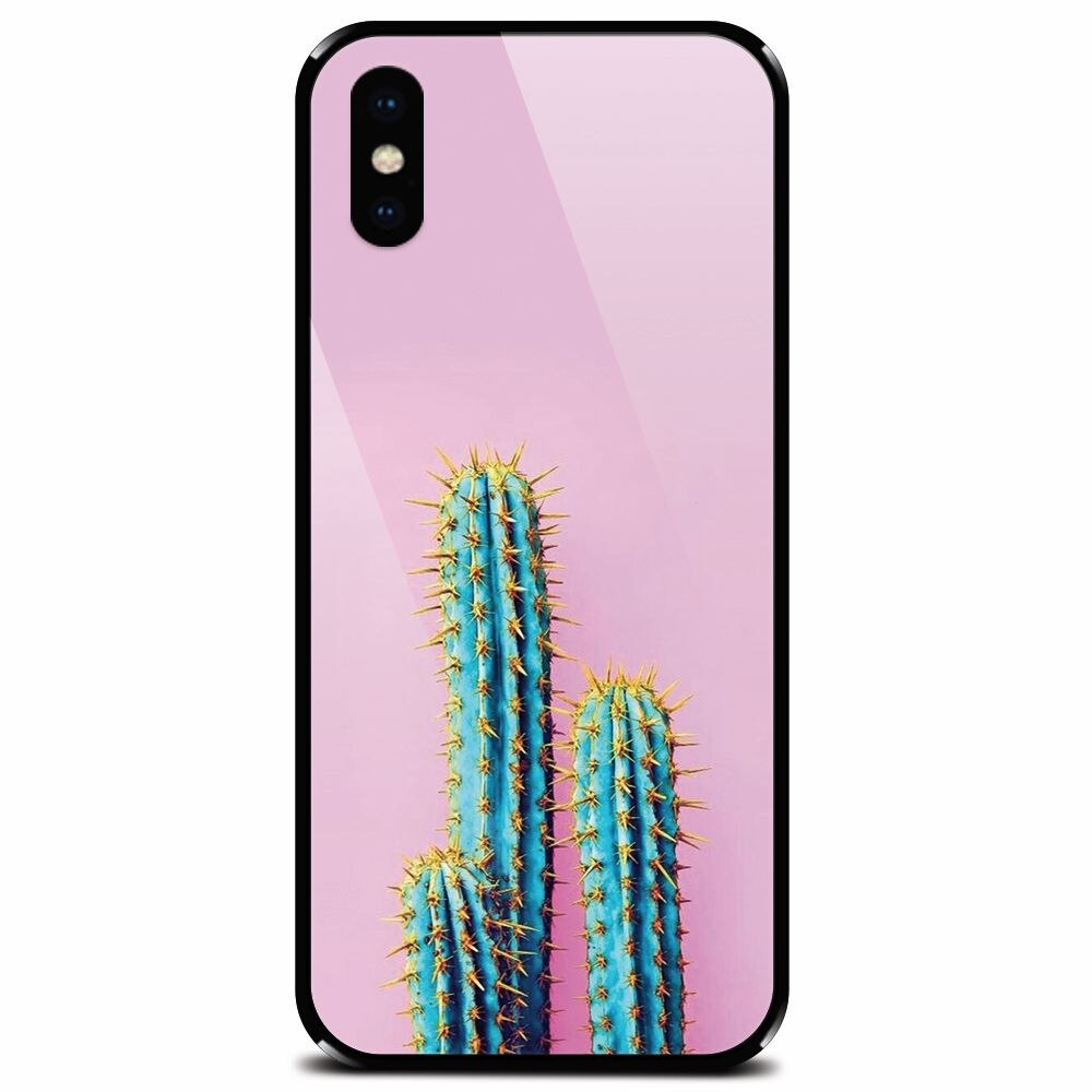Husa din sticla securizata pentru Apple iPhone X, Cactus 102
