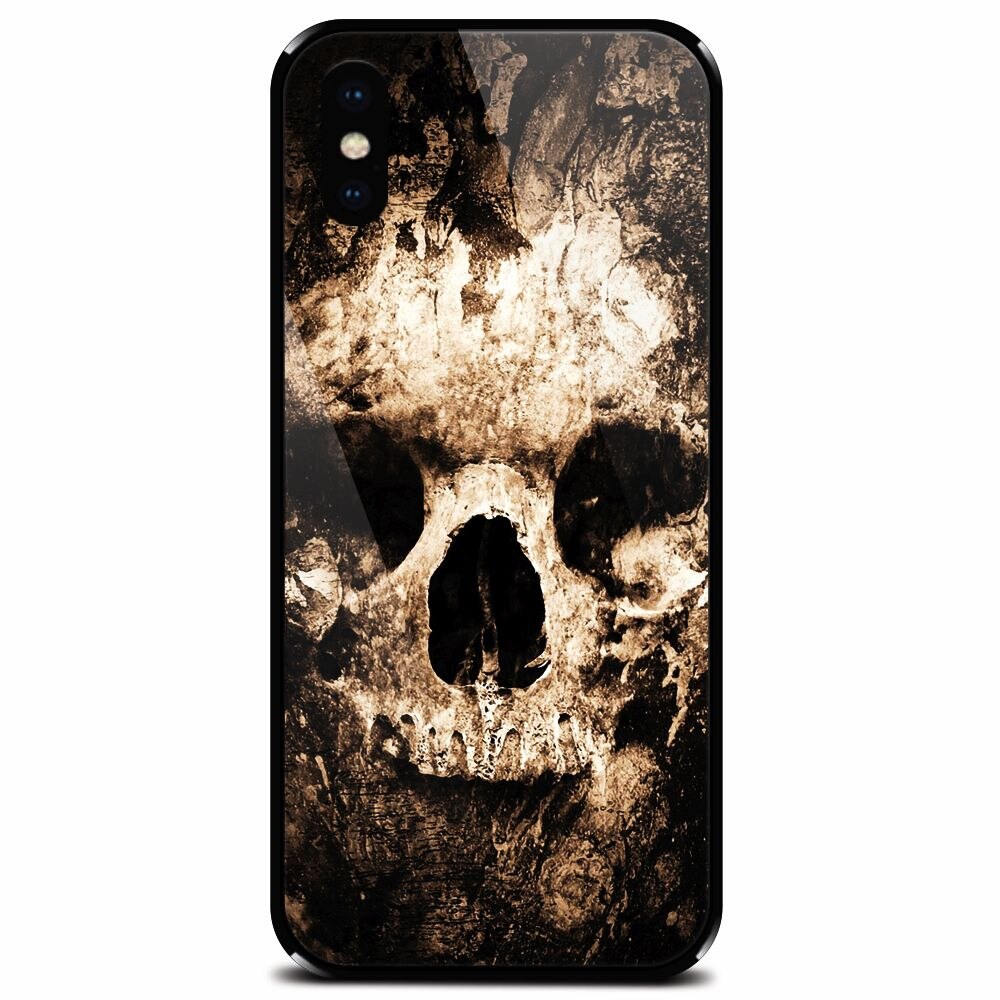 Husa din sticla securizata pentru Apple iPhone XS, Zombie Skull