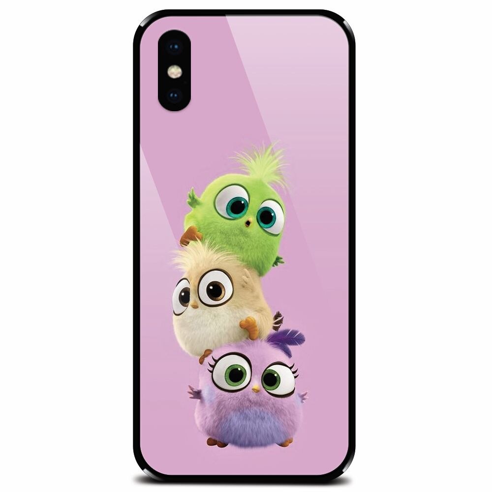 Husa din sticla securizata pentru Apple iPhone X, Baby Birds