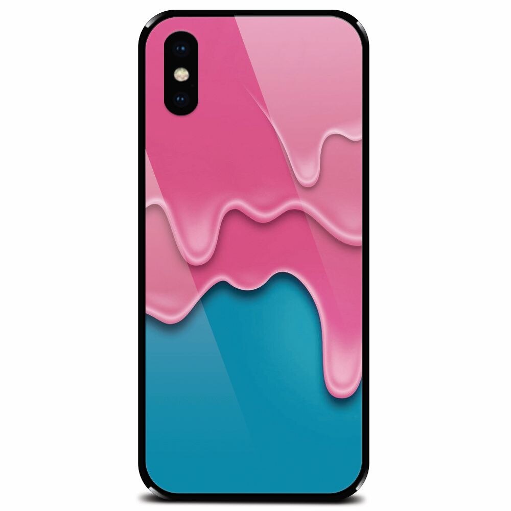 Husa din sticla securizata pentru Apple iPhone XS Max, Pink Liquid Dripping