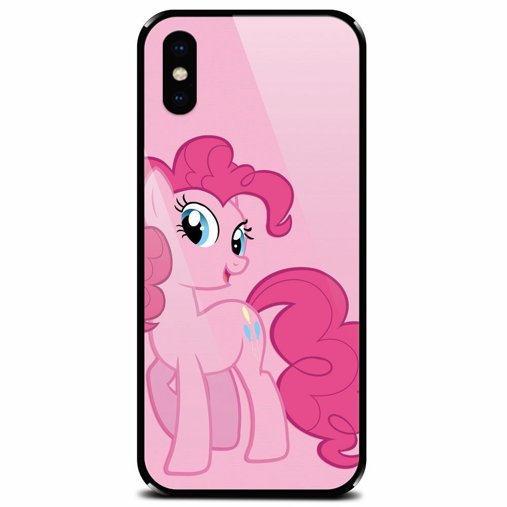 Husa din sticla securizata pentru Apple iPhone XS, Pinkie Pie