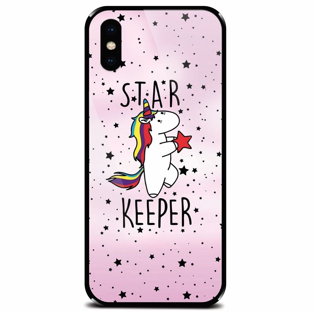 Husa din sticla securizata pentru Apple iPhone XS, Unicorn Star Keeper
