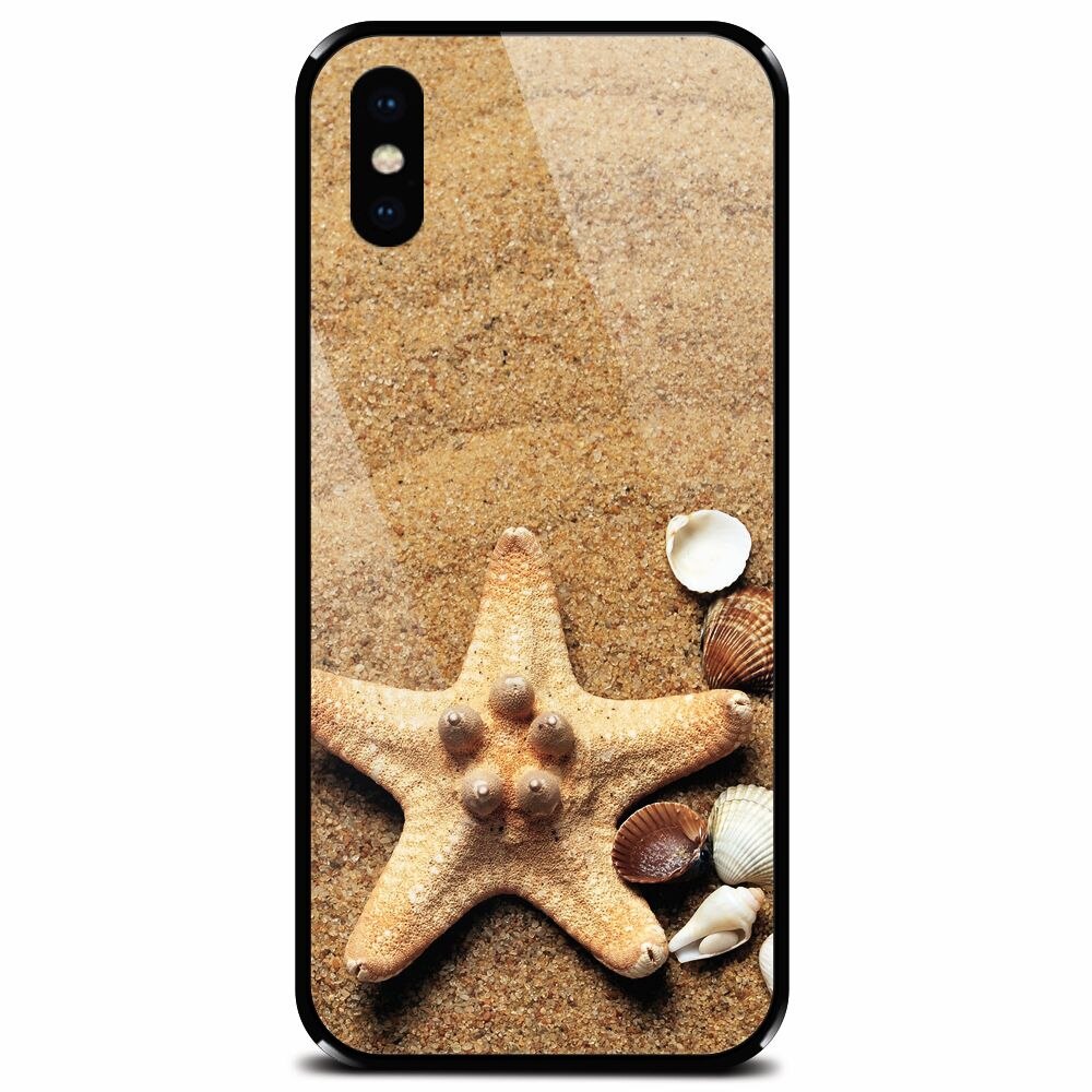 Husa din sticla securizata pentru Apple iPhone X, Sea Shells