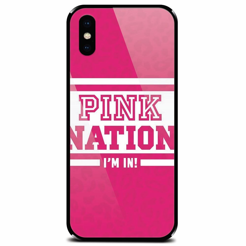 Husa din sticla securizata pentru Apple iPhone X, Pink Nation