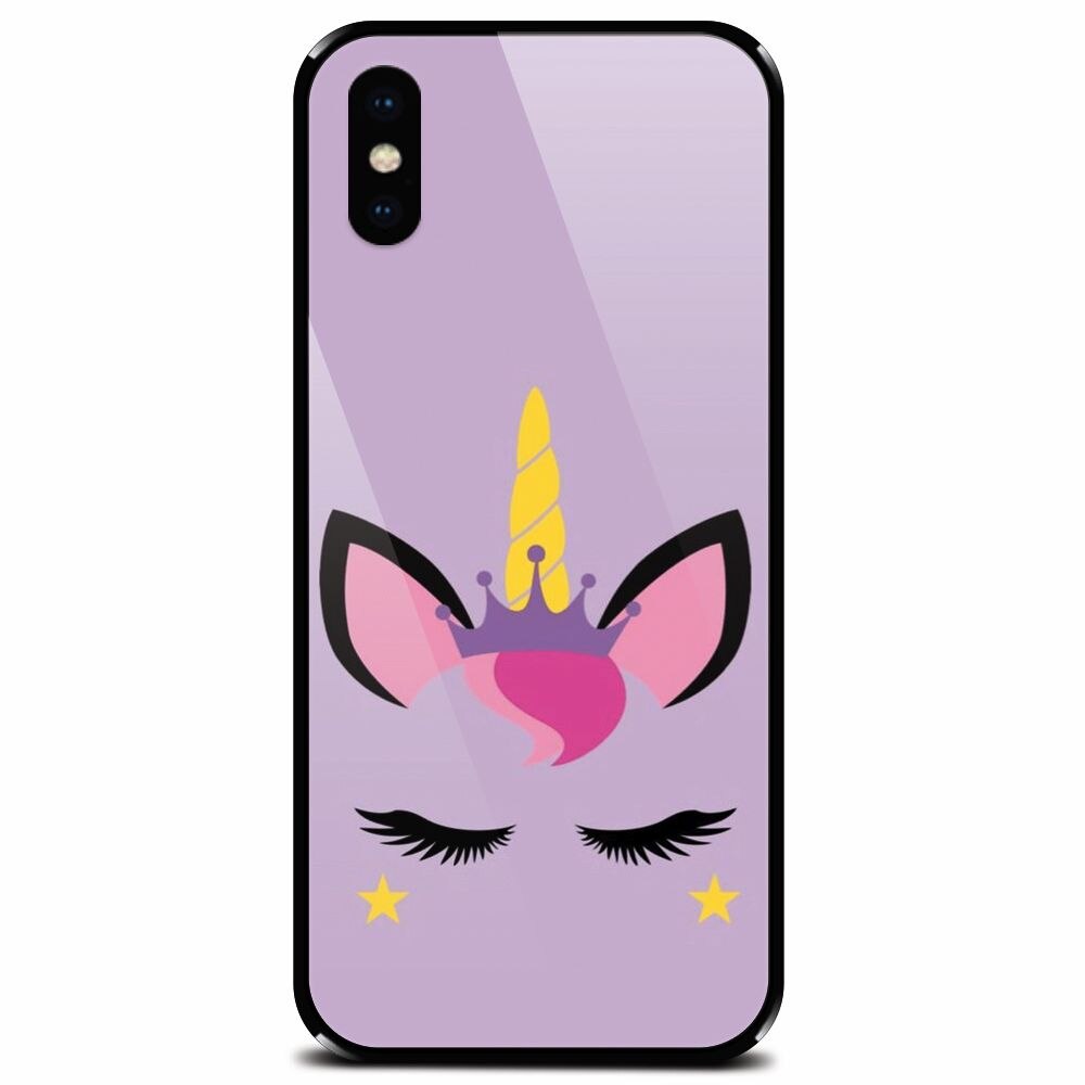 Husa din sticla securizata pentru Apple iPhone XS, Unicorn Shine