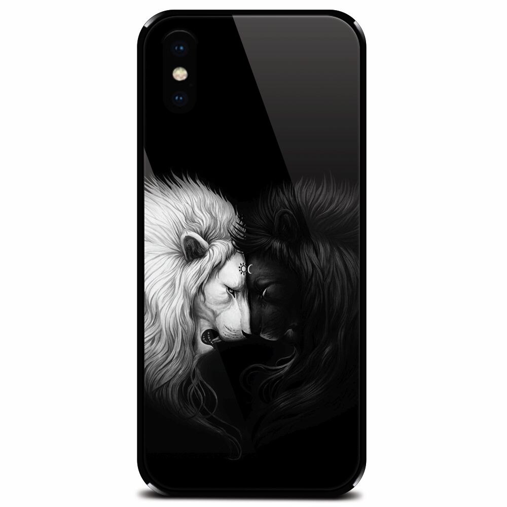 Husa din sticla securizata pentru Apple iPhone XS, Lions