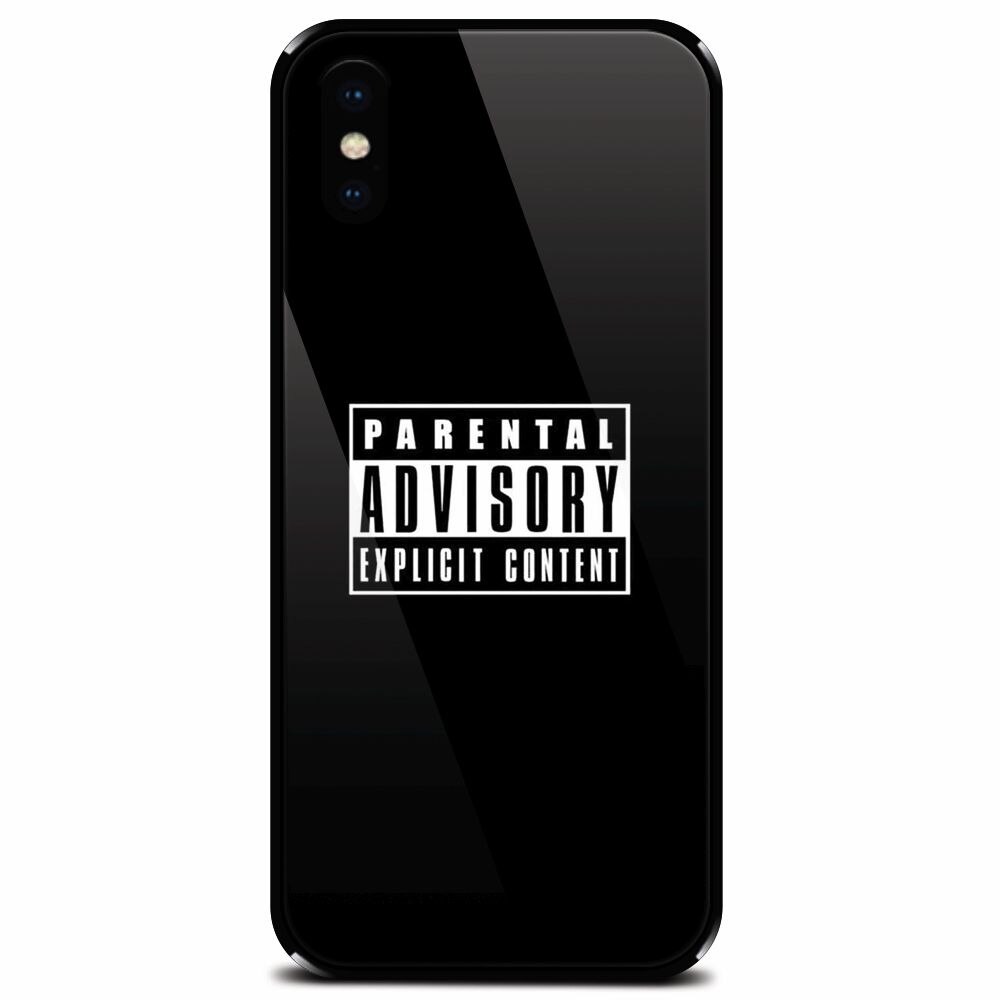 Husa din sticla securizata pentru Apple iPhone X, Parental Advisory