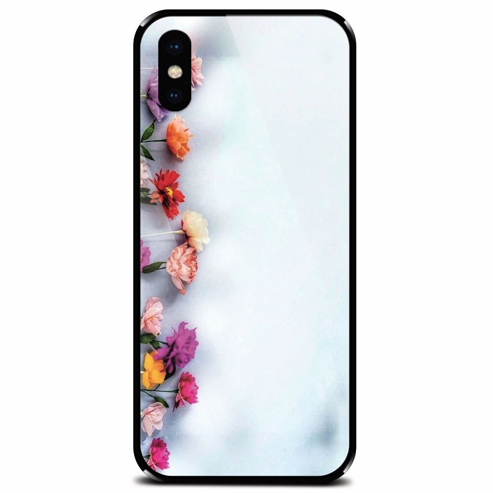 Husa din sticla securizata pentru Apple iPhone XS, Flowers