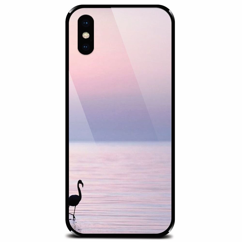 Husa din sticla securizata pentru Apple iPhone X, Flaminsgo Sunset