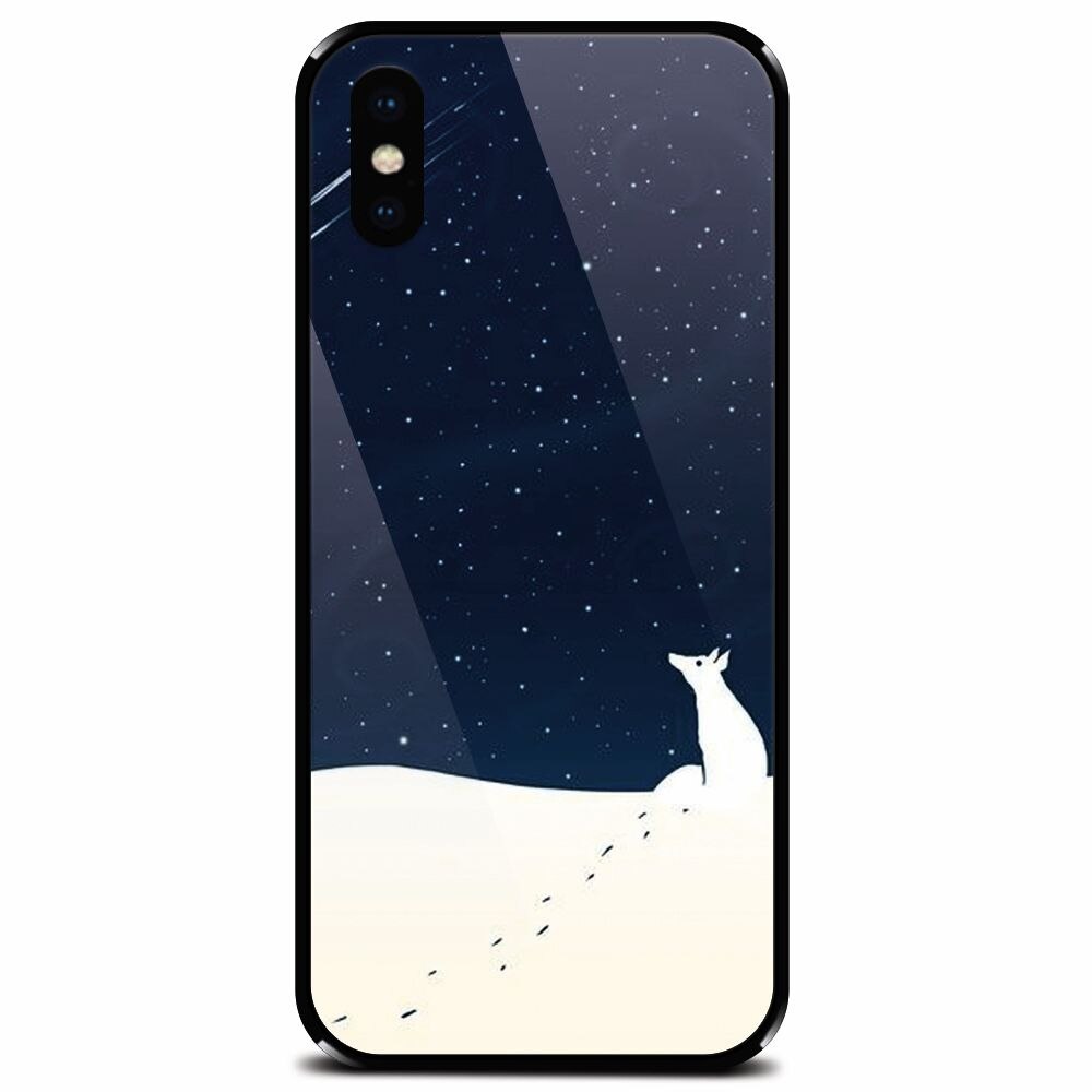 Husa din sticla securizata pentru Apple iPhone X, Winter Night