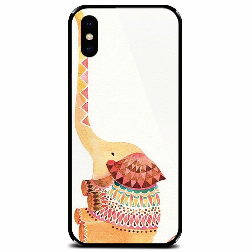 Husa din sticla securizata pentru Apple iPhone XS, Elephant