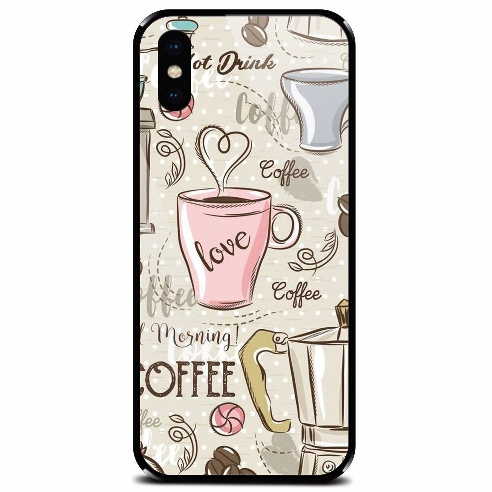 Husa din sticla securizata pentru Apple iPhone XS, Coffe And Donuts
