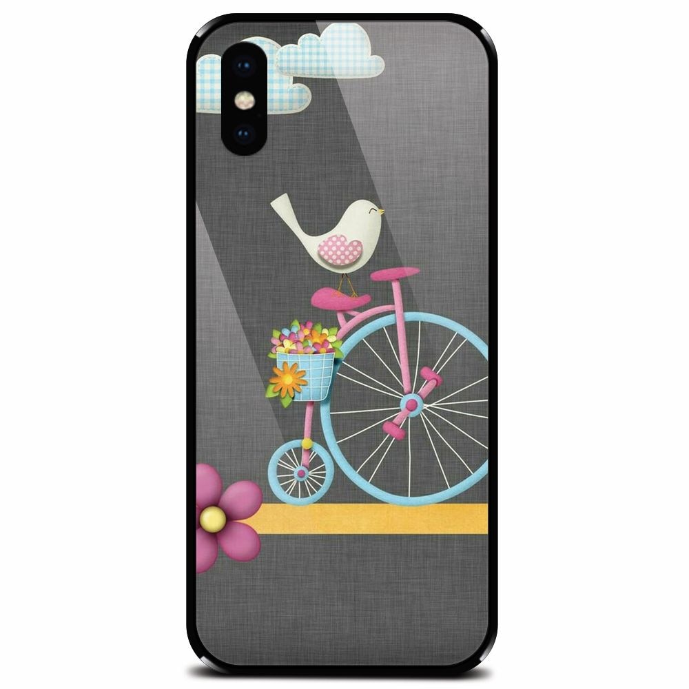 Husa din sticla securizata pentru Apple iPhone XS, Bird