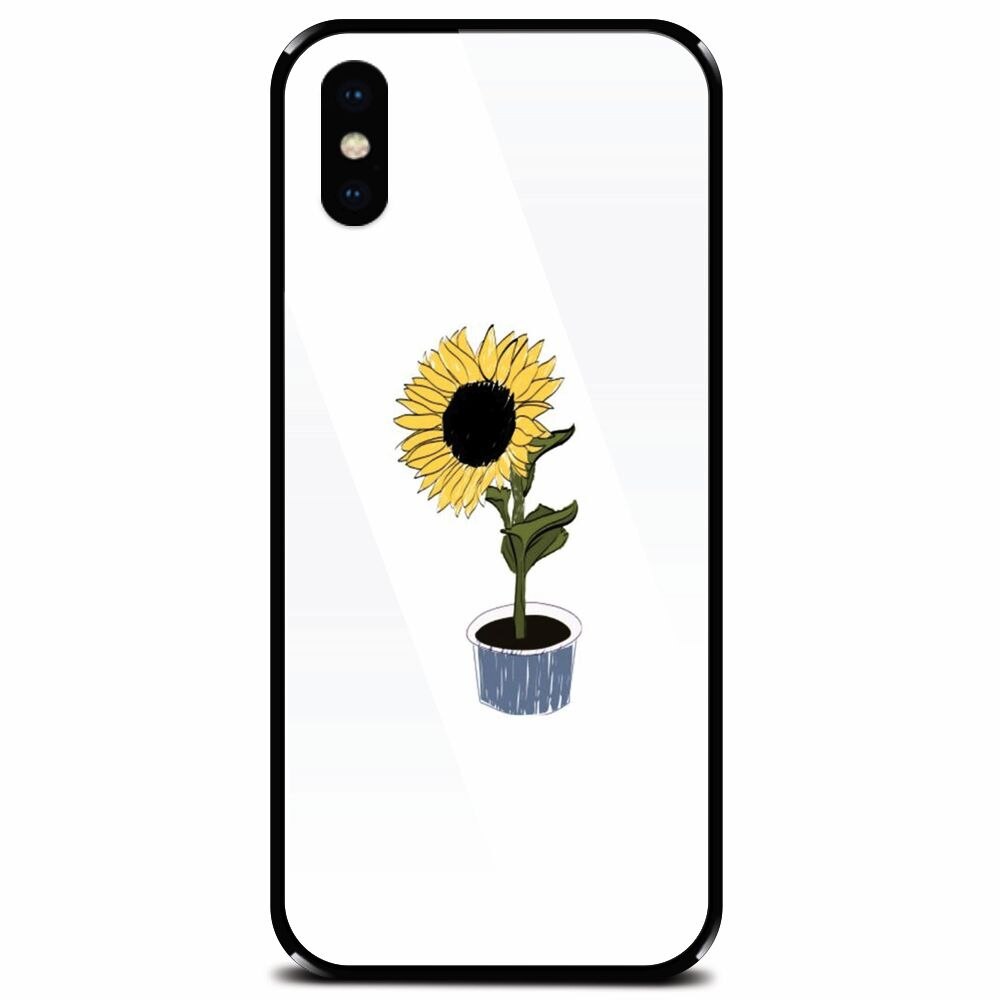 Husa din sticla securizata pentru Apple iPhone XS, Sun Flower