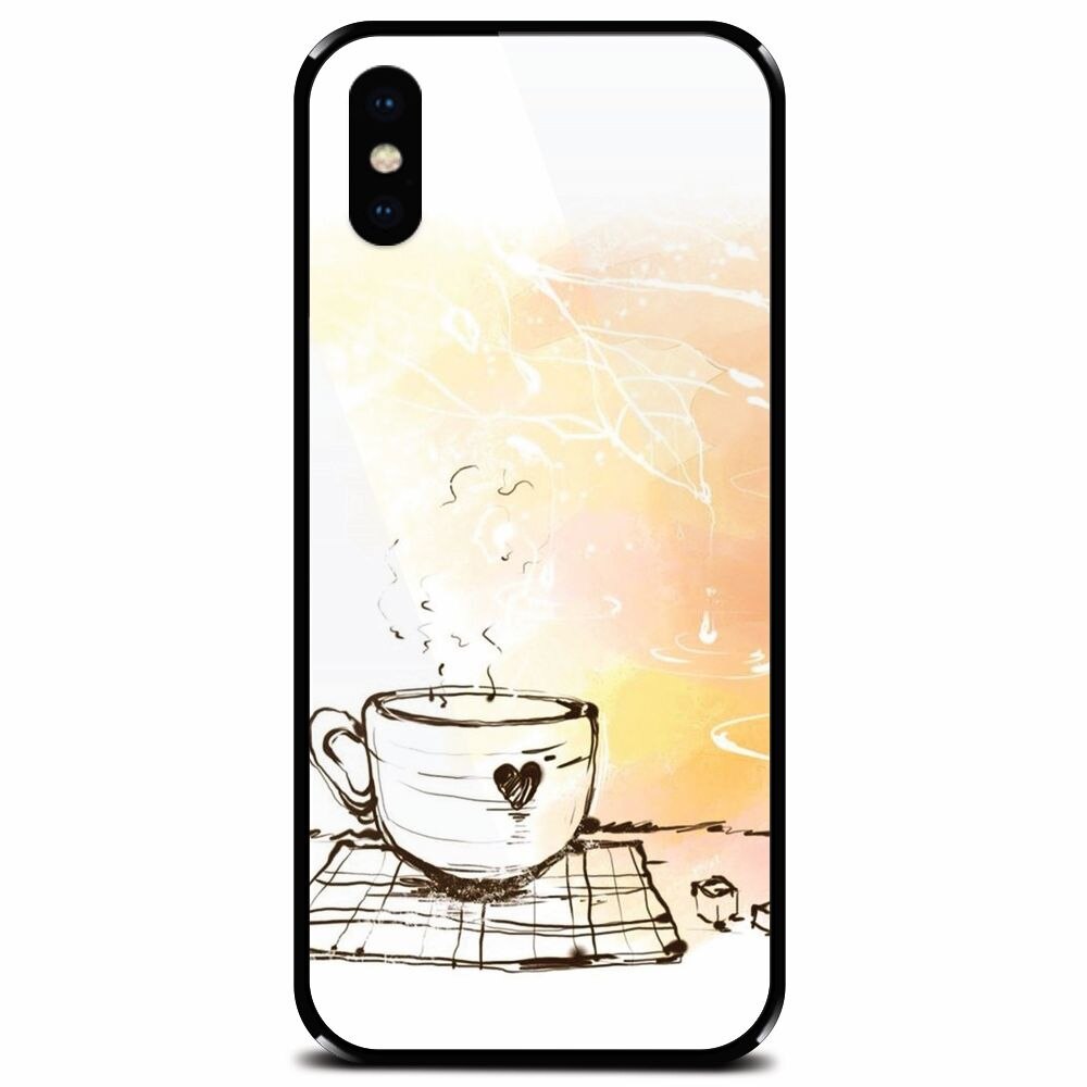 Husa din sticla securizata pentru Apple iPhone XS, Coffe Love