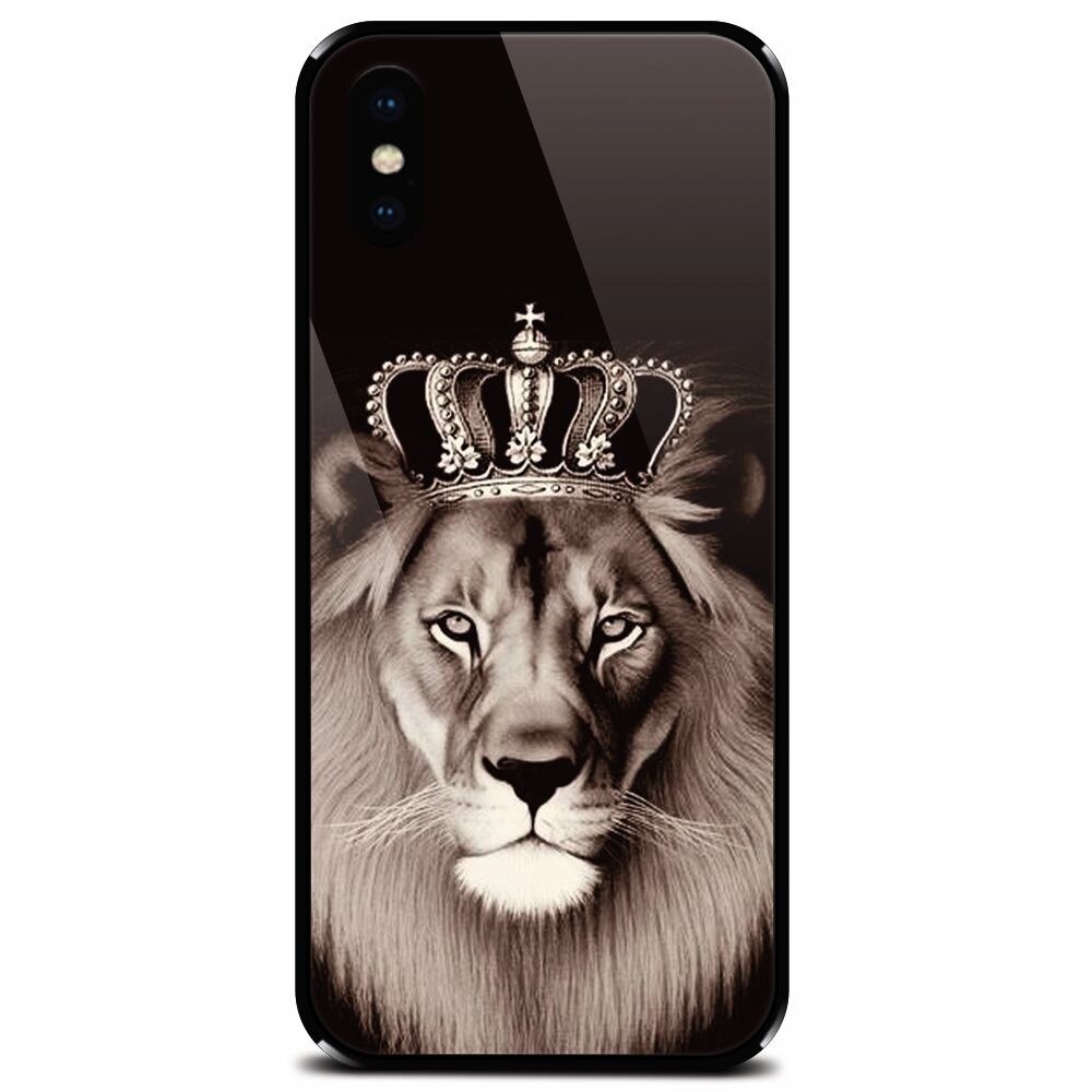 Husa din sticla securizata pentru Apple iPhone XS, Lion King
