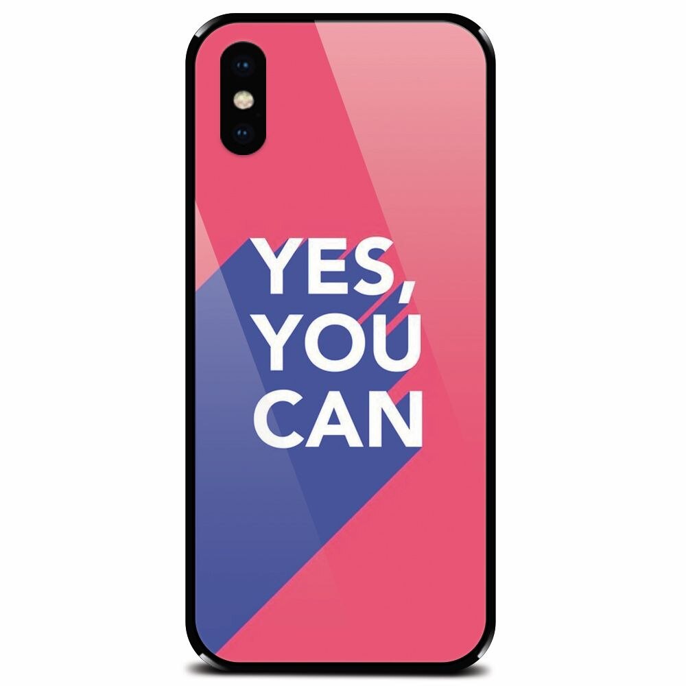 Husa din sticla securizata pentru Apple iPhone XS, Yes You Can