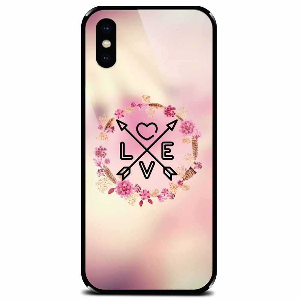 Husa din sticla securizata pentru Apple iPhone XS Max, Love Arrow