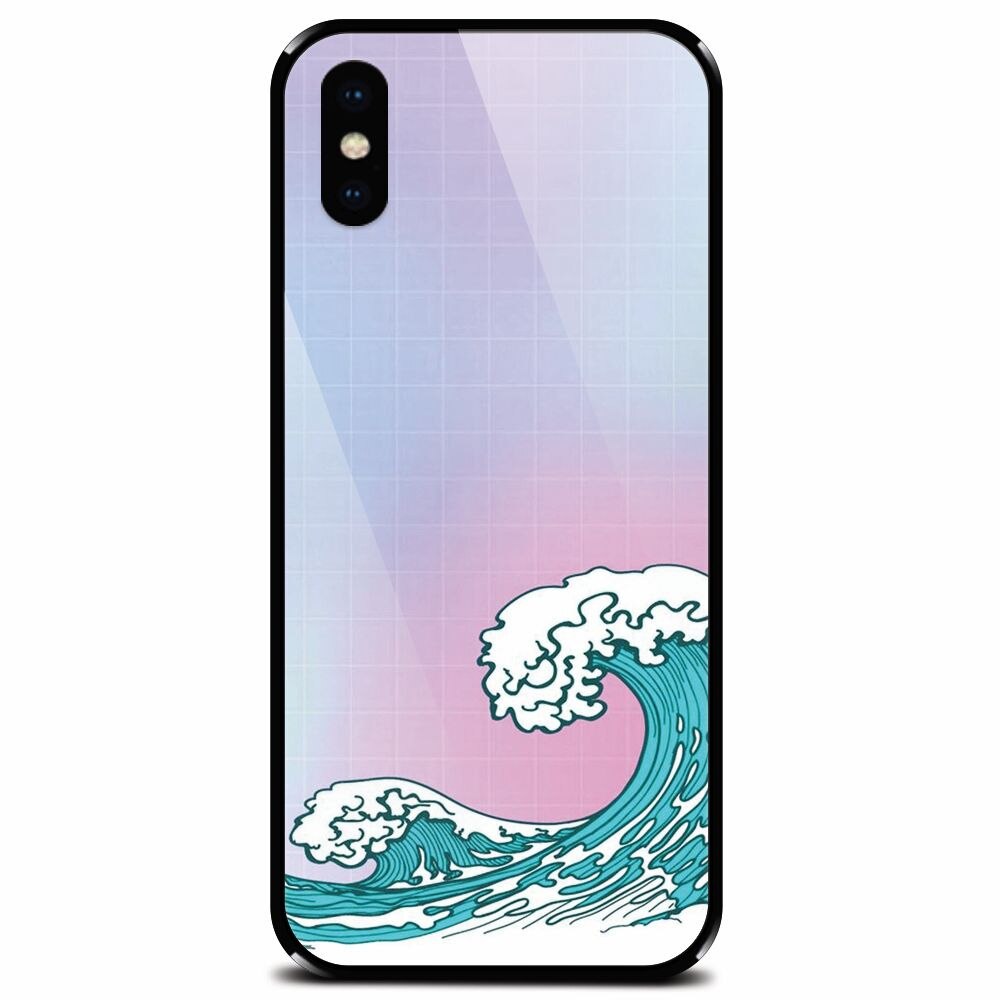 Husa din sticla securizata pentru Apple iPhone X, Waves