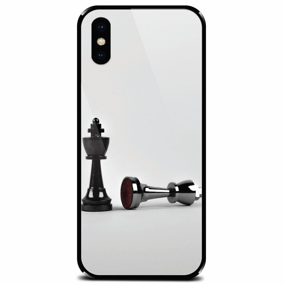Husa din sticla securizata pentru Apple iPhone XS, Chess