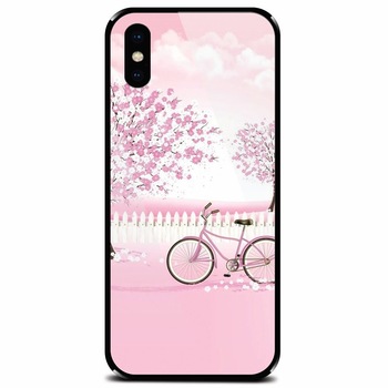Husa din sticla securizata pentru Apple iPhone XS Max, Pink Spring Husa din sticla securizata pentru Apple iPhone XS Max, Pink Spring