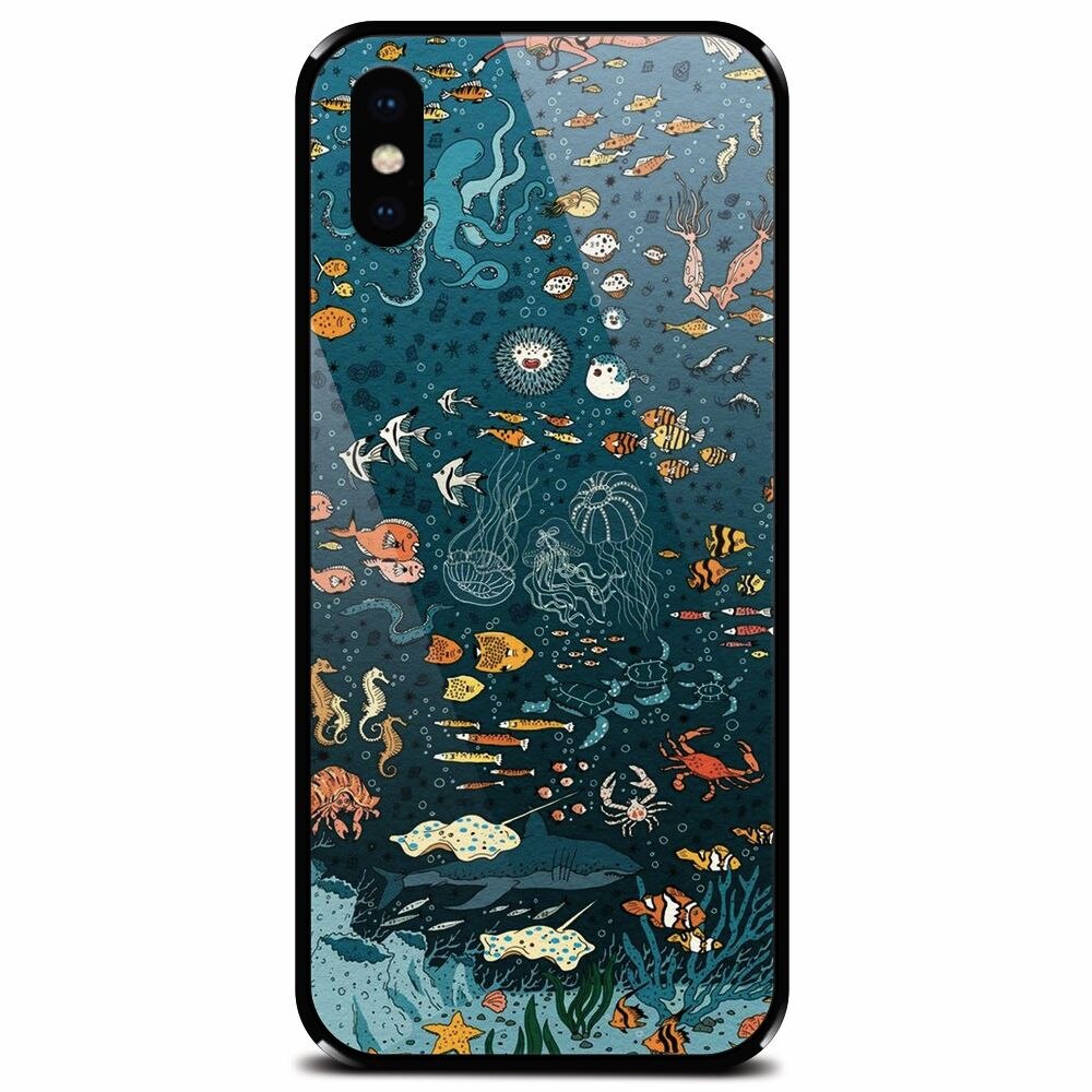 Husa din sticla securizata pentru Apple iPhone XS Max, Under The Sea