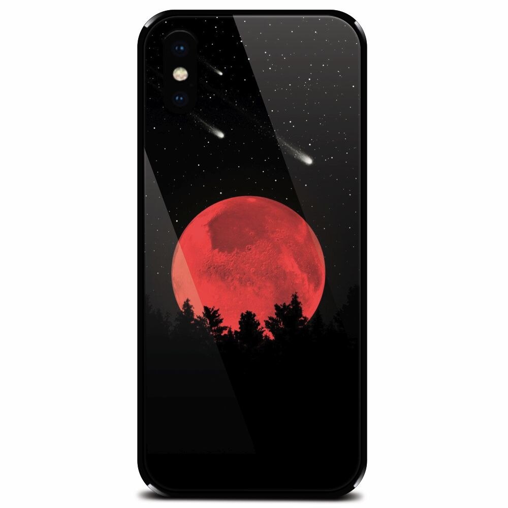 Husa din sticla securizata pentru Apple iPhone XS, Blood Moon