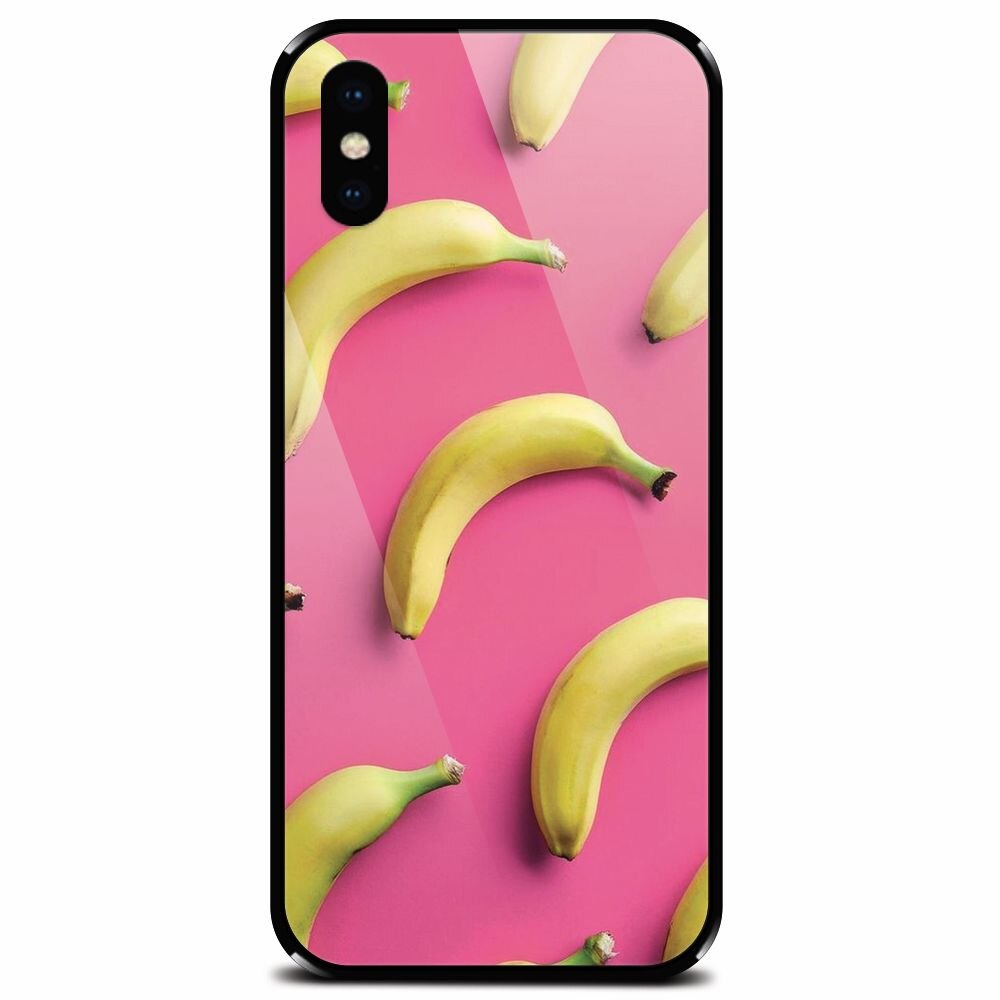 Husa din sticla securizata pentru Apple iPhone XS, Banana