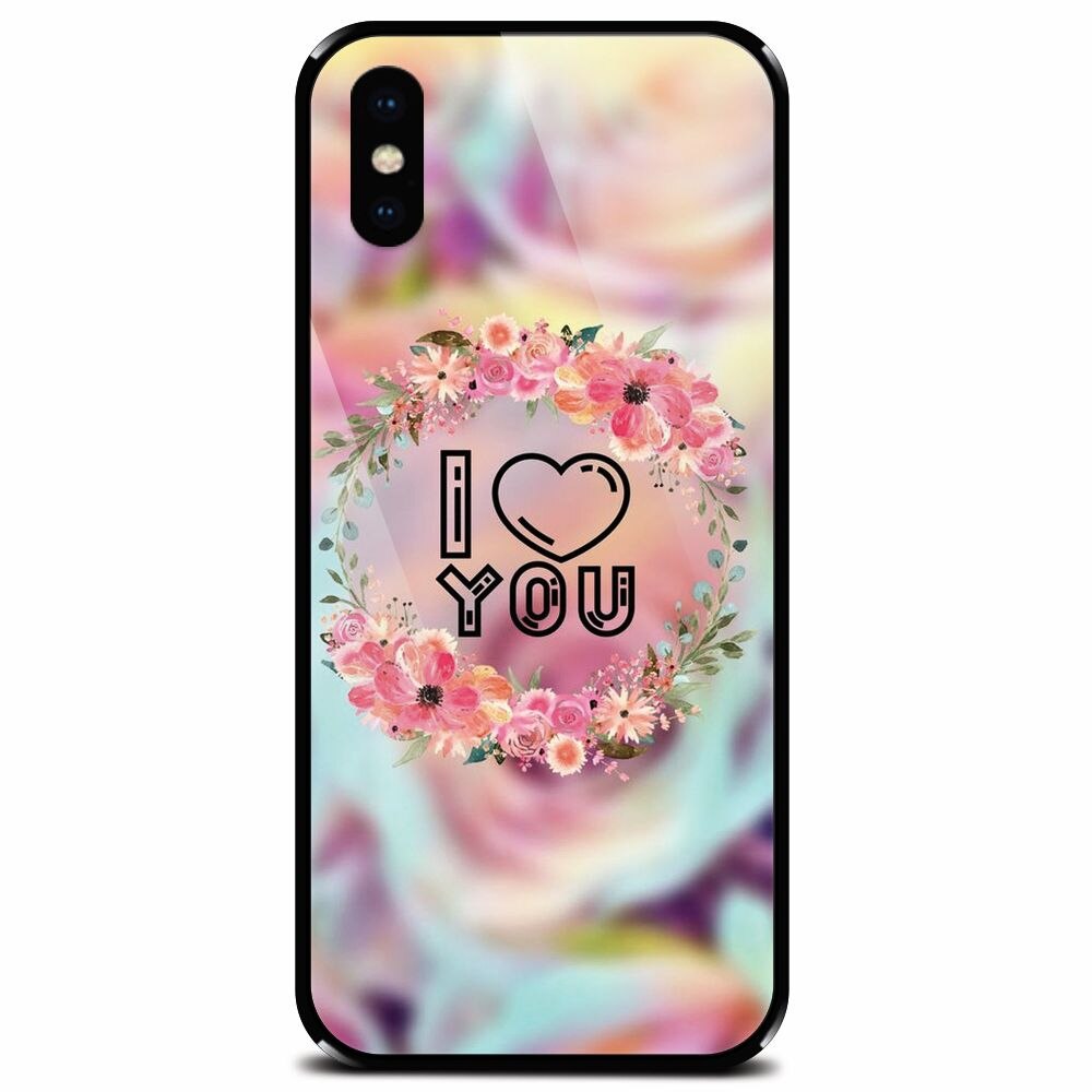 Husa din sticla securizata pentru Apple iPhone XS, I Love You