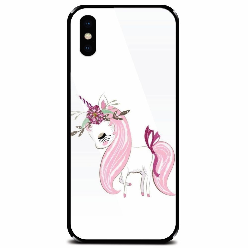 Husa din sticla securizata pentru Apple iPhone X, Unicorn