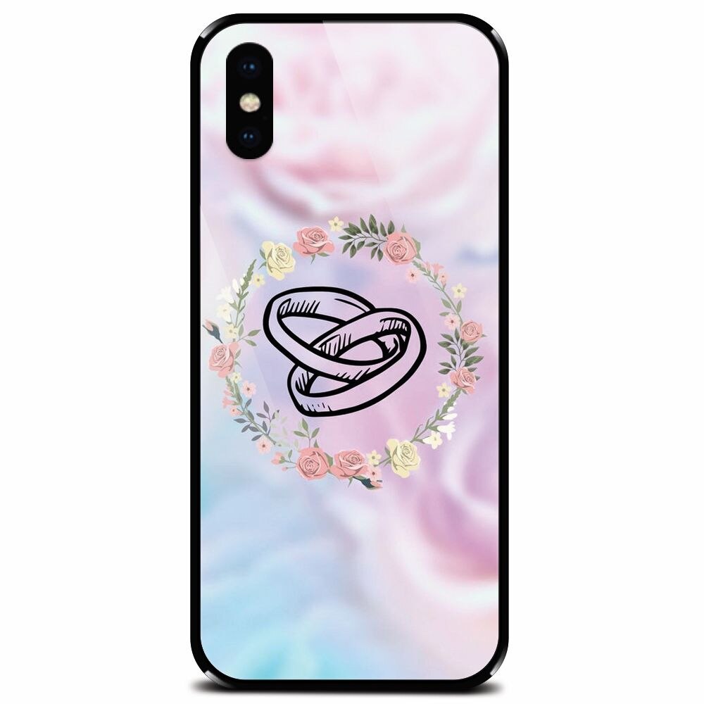 Husa din sticla securizata pentru Apple iPhone XS, Rings