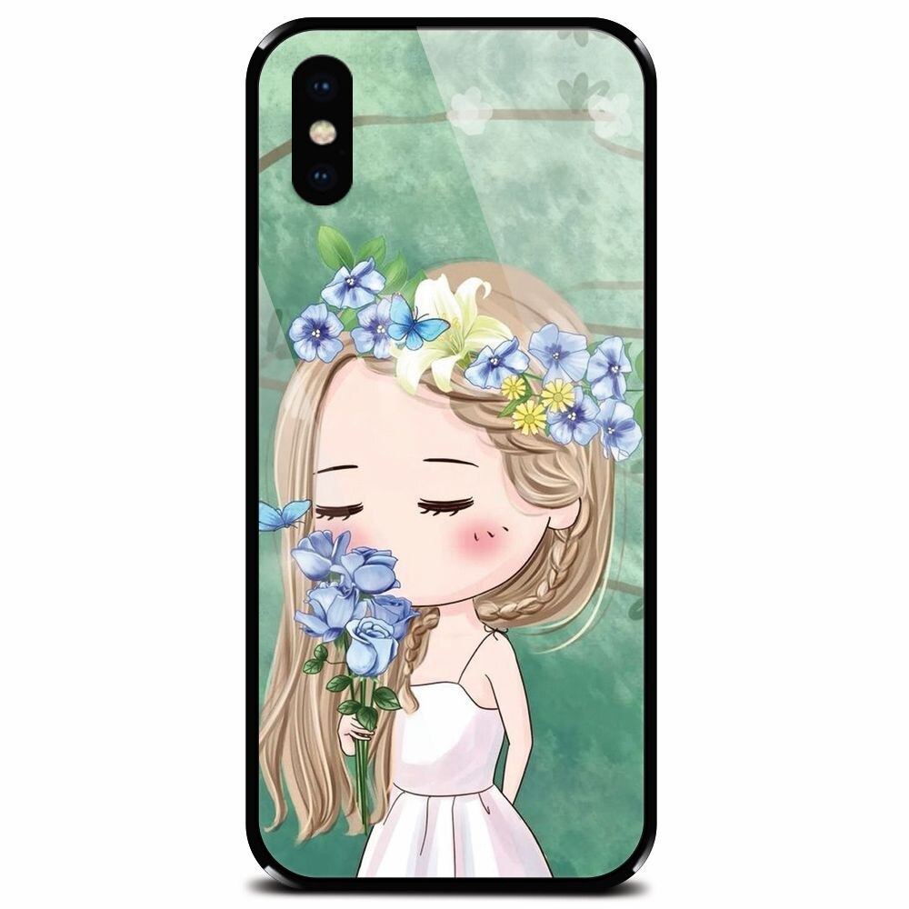 Husa din sticla securizata pentru Apple iPhone XS, Girl