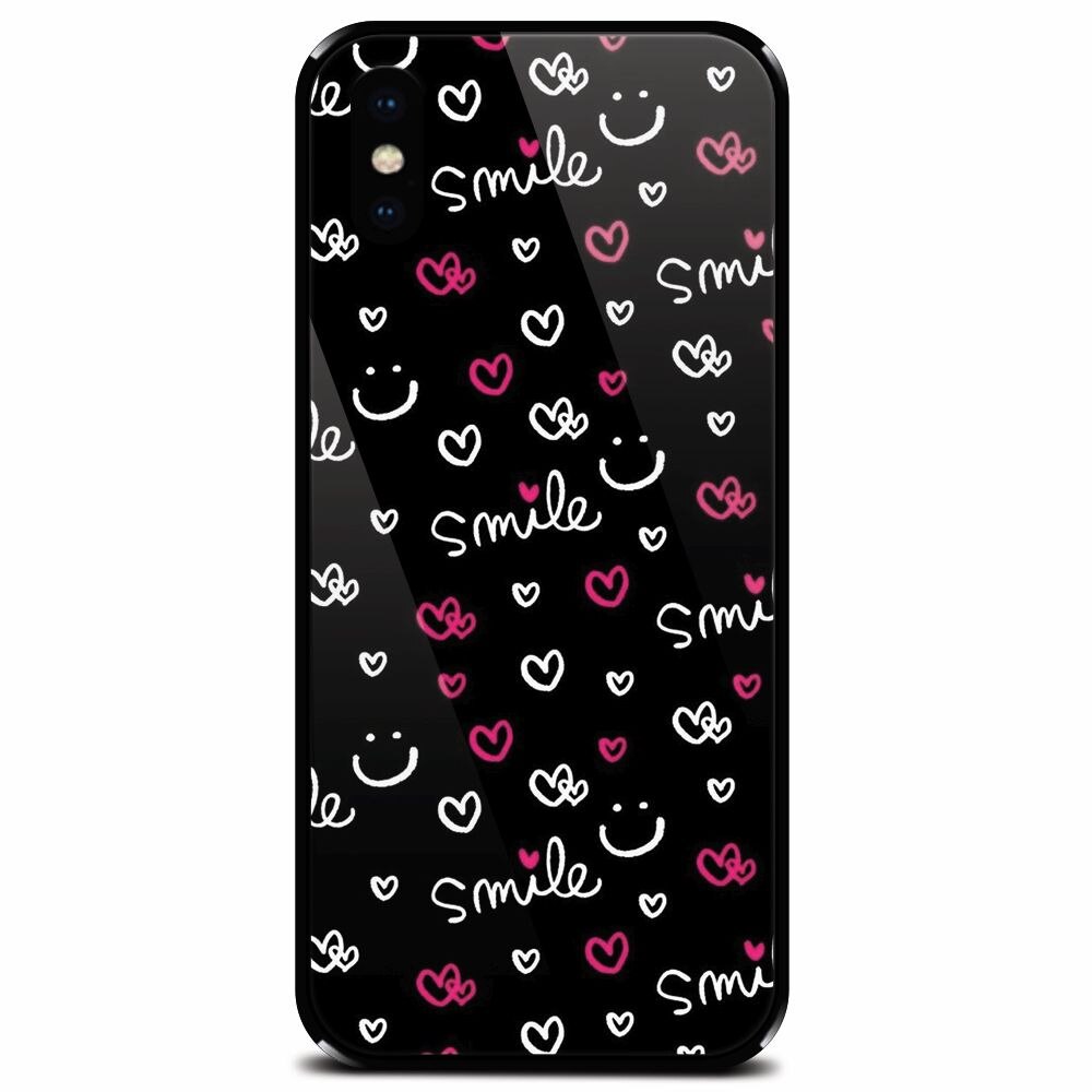 Husa din sticla securizata pentru Apple iPhone XS Max, Smile 101